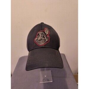 Fan Favorite Cleveland Indians Chief Wahoo  Black Gray Baseball Hat Adjustable